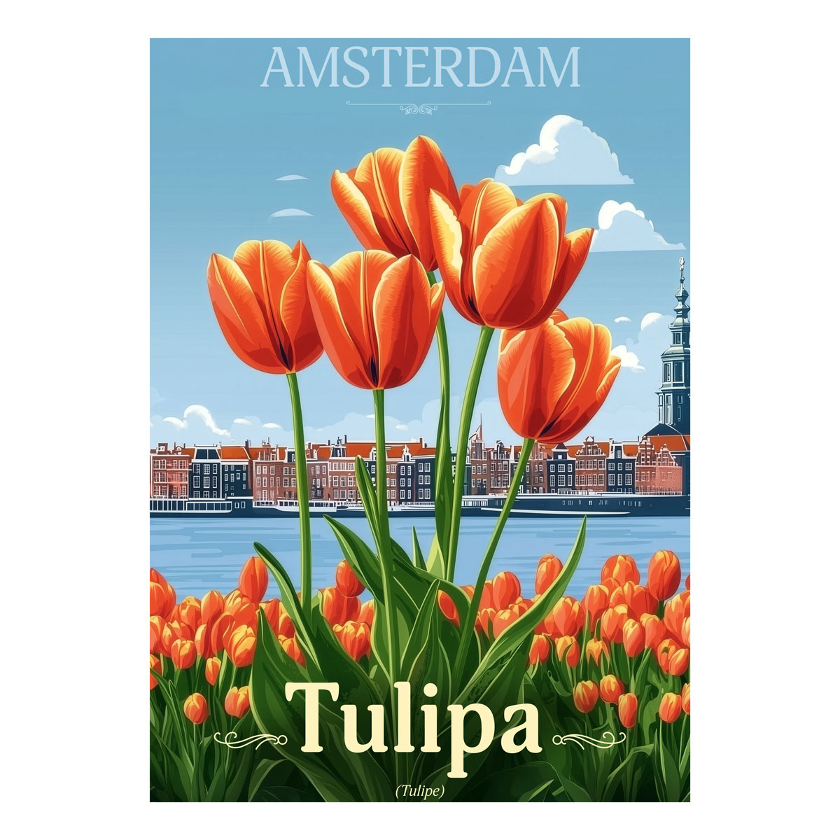 ws floramundi 004 affiche amasterdam tulipes vibrantes affiche fond blanc