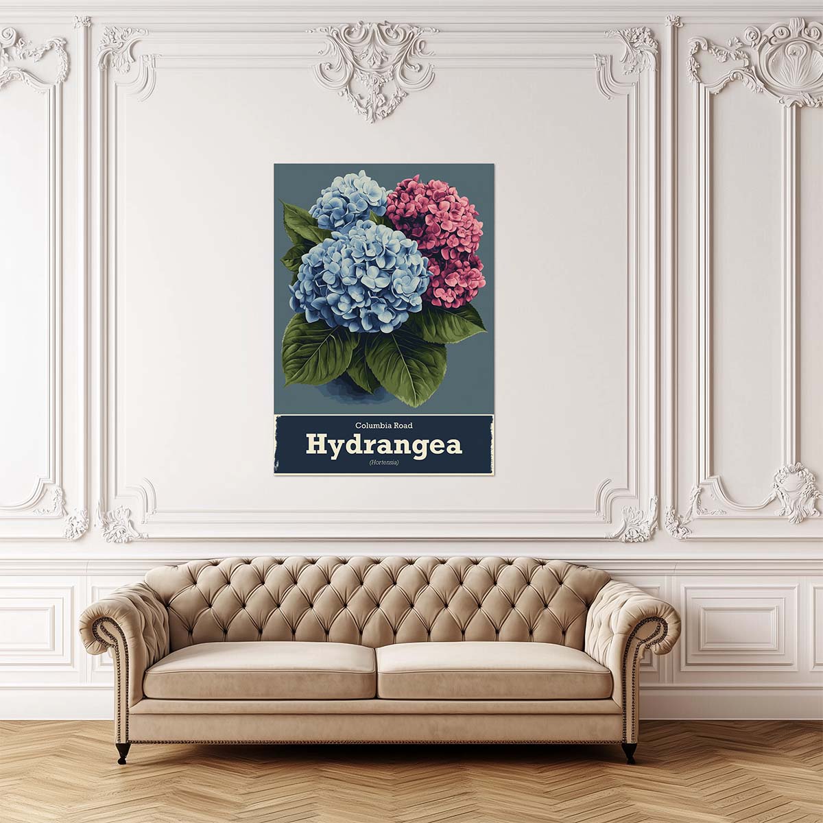 ws floramundi 004 affiche columbia road hortensia royal canape oldshool