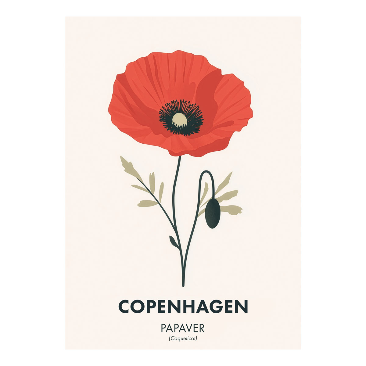 ws floramundi 004 affiche copenhagen coquelicot scnadinave affiche fond blanc