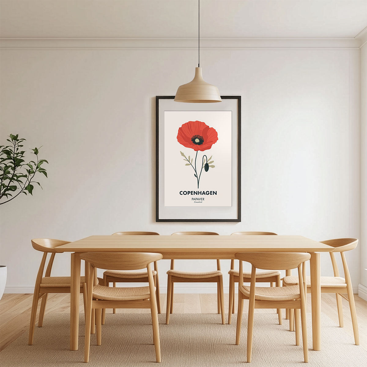 ws floramundi 004 affiche copenhagen coquelicot scnadinave salon table manger suedois affiche mur