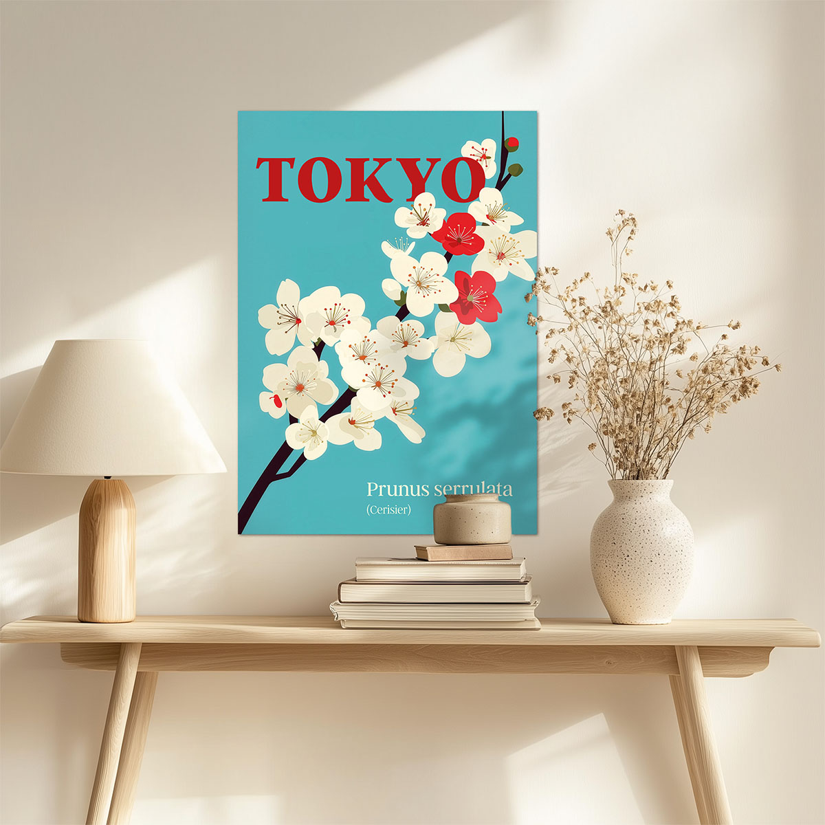 ws floramundi 004 affiche tokyo cerisier minimaliste commode moderne